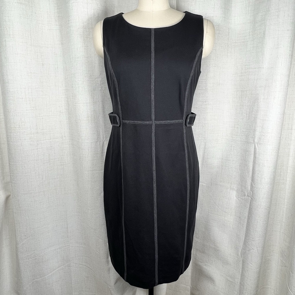 Boden Holborn Ponte Knit Sheath Dress Black Sleeveless‎ Size 10R Princess Seams